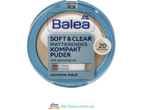 компактна антибактеріальна пудра Balea Soft Clear Mattierendes Kompakt Puder 20 Natural