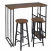 Барний стіл з двома полицями з металевого каркасу та МДФ + 2 барні стільці BT25-BH130 (Коричневий темний)