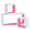 Набір з 3 настінних полиць RG9229 (Білий з рожевим)Набір з 3 настінних полиць RG9229 (Білий з рожевим)