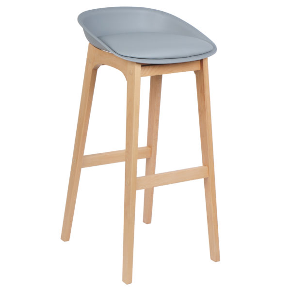 Барний стілець з дерев'яною рамою BH46 (Сірий)