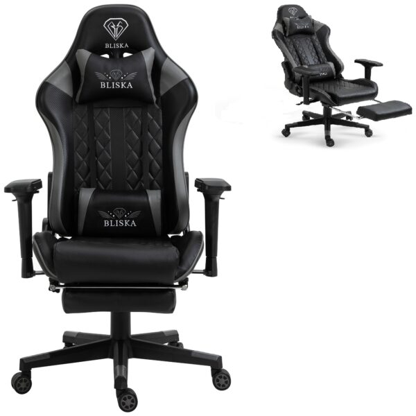 Геймерське крісло ігрове з підставкою для ніг, до 120кг навантаження, з 4D підлокітниками ts-bs5934