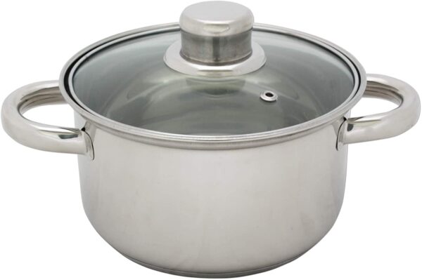 Каструля з нержавіючої сталі зі скляною кришкою 2л 16 см