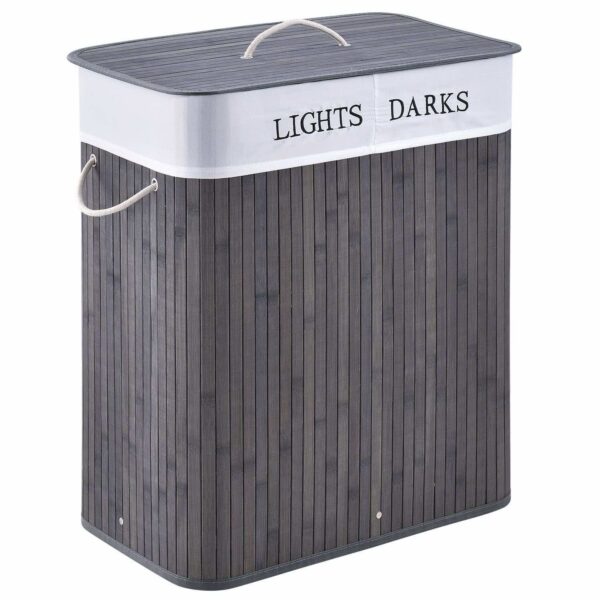 Бамбуковий кошик для білизни Curly 100 л СірийБамбуковий кошик для білизни Curly 100 л СірийБамбуковий кошик для білизни Curly 100 л Сірий